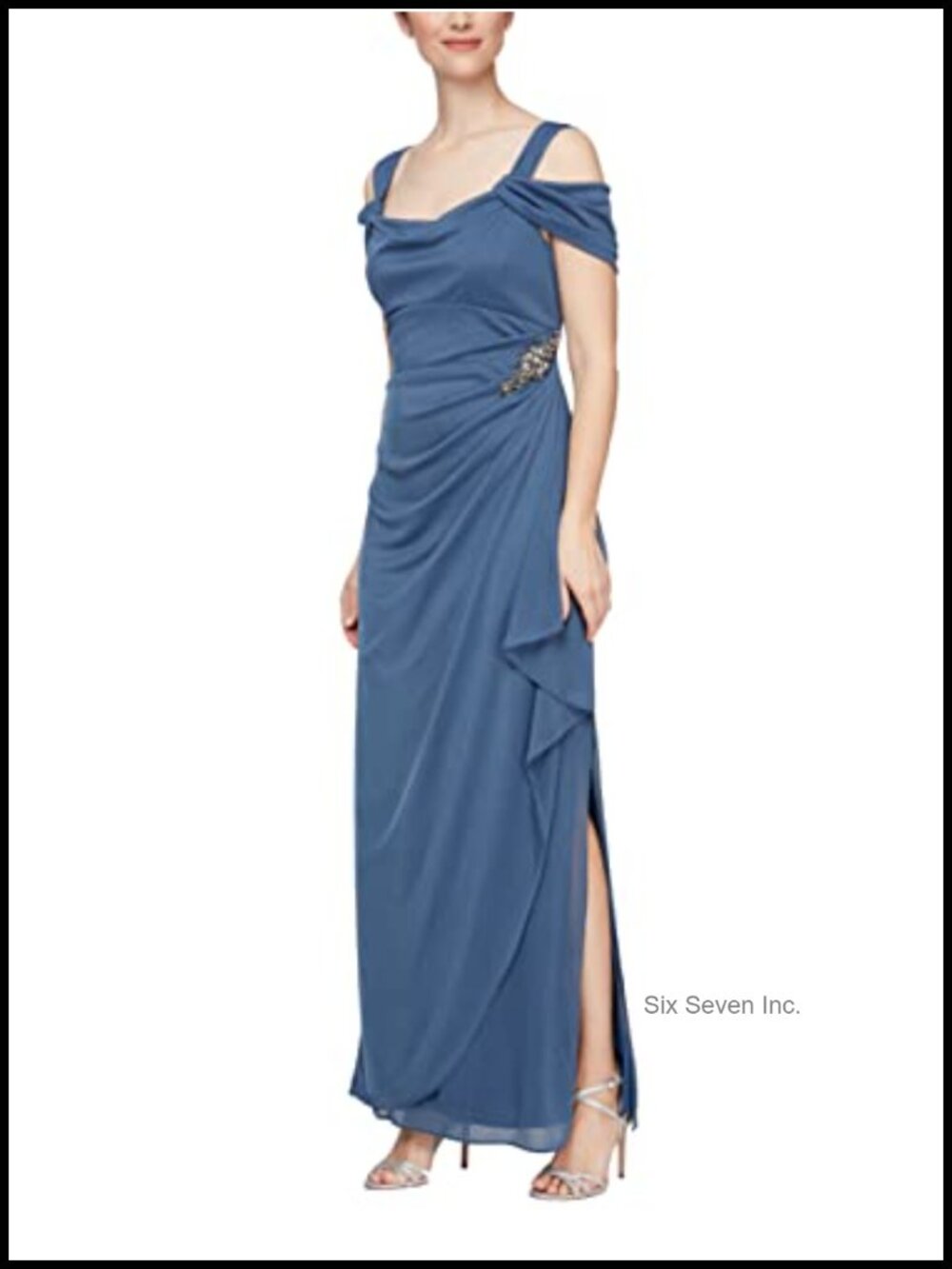 Long Cold Shoulder Mother of Bride Dress with Beading Sheath